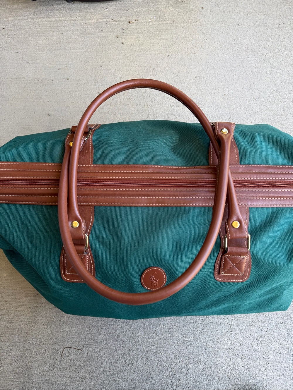 Vintage Polo Ralph Lauren Duffle Bag Mens Green Canvas Large Weekender 90s - Picture 8 of 14